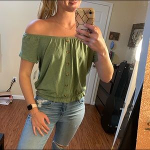 Green off the shoulder top
